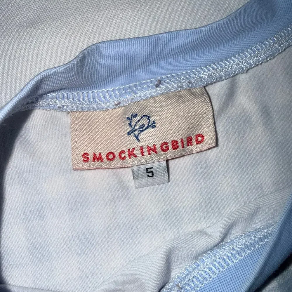 Smockingbird 5Y pajama set blue gingham bunny